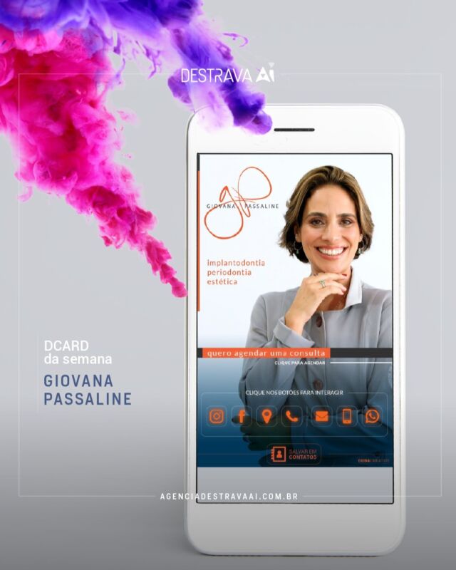 Dcard da semana! Cartão digital interativo para a dra. Giovana Passaline - @giovanapassaline . Quer saber como funciona? Como fazer para ter um cartão de design único? Visite o site do Destrava Aí  ⟁ Duda Campos
► Designer especializado em construção de marca e marketing digital  ◉ Acesse nosso site e destrave o seu negócio! Decole!
⇡ Link na Bio ⇡  #ideiasdedesign #empreendedorismo #empreender #logo #identidadevisual #marketingdigital #logotipo #marca #designgrafico #webdesign #cartaodigital #cartãodigital #cartaodigitalinterativo